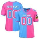 Custom Powder Blue Pink Personalized Split Two Tone Design Authentic Football Jersey