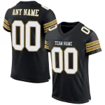 Custom Black White-Old Gold Classic Style Mesh Authentic Football Jersey