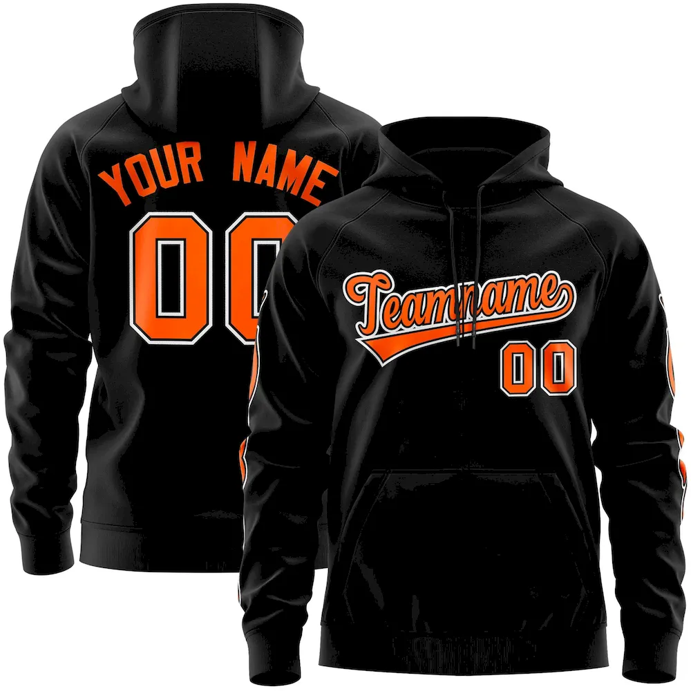 Custom Stitched Black White Sports Full-Zip Sweatshirt Hoodie with Colored Flames