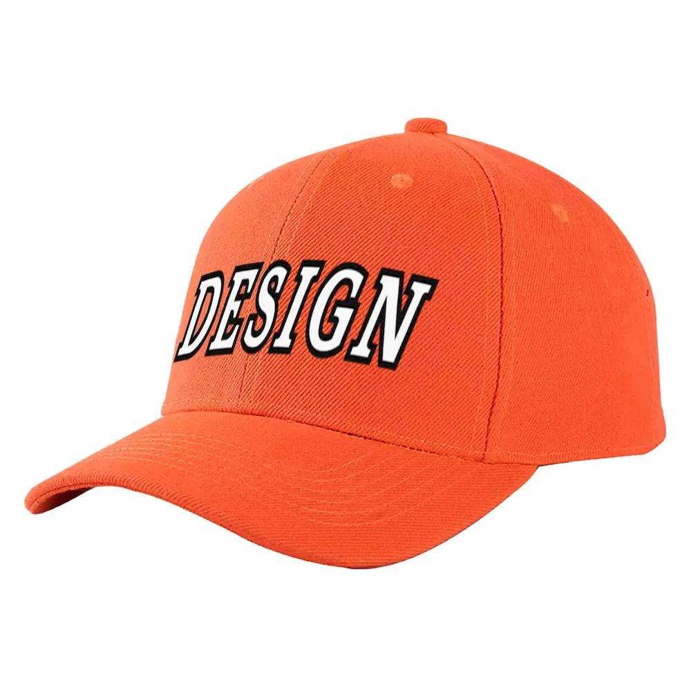Custom Tangerine White-Black Curved Eaves Sport Design Baseball Cap