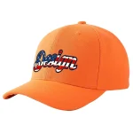 Custom Orange Vintage USA Flag-Gold Curved Eaves Sport Design Baseball Cap