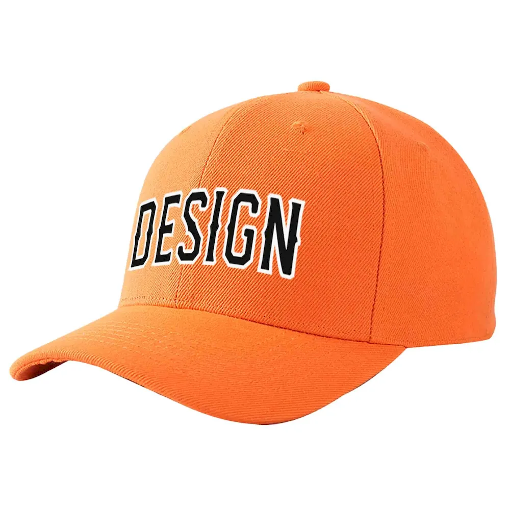 Custom Orange Black-White Curved Eaves Sport Design Baseball Cap