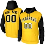 Custom Gold Black-White Raglan Sleeves Stitched Sportwear Pullover Hoodie