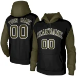 Custom Black Green-White Raglan Sleeves Stitched Sportwear Pullover Hoodie