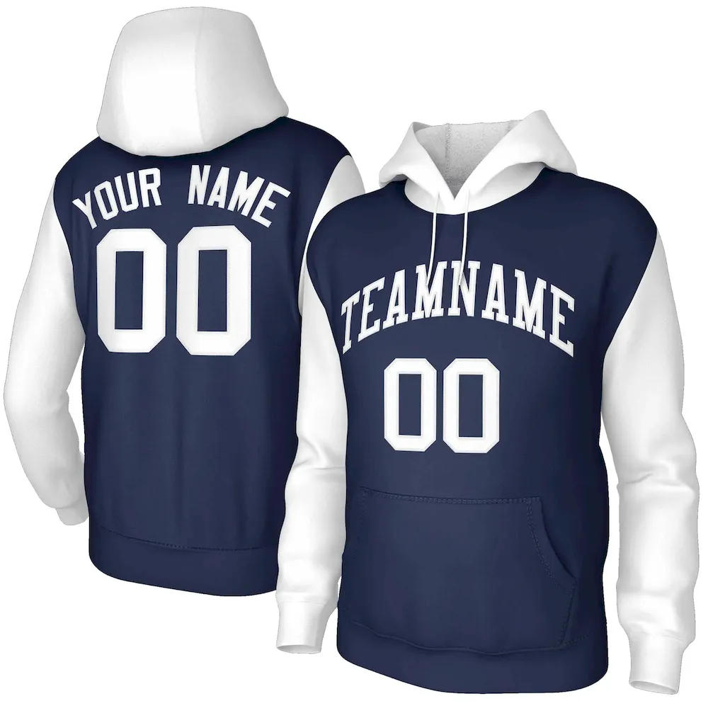 Custom Navy Red-Navy Raglan Sleeves Stitched Sportwear Pullover Hoodie
