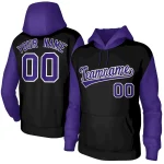 Custom Black Orange-White Raglan Sleeves Stitched Sportwear Pullover Hoodie
