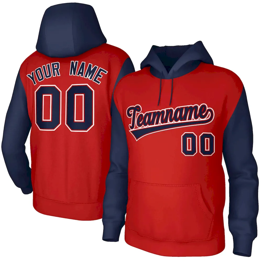 Custom Orange White-Black Raglan Sleeves Stitched Sportwear Pullover Hoodie