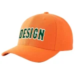 Custom Orange Green-White Curved Eaves Sport Design Baseball Cap