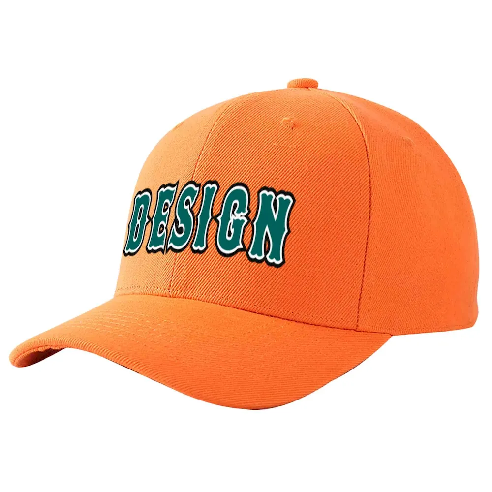 Custom Orange Aqua-White Curved Eaves Sport Design Baseball Cap
