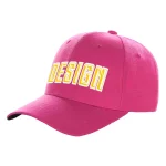 Custom Rose Red Gold-White Curved Eaves Sport Design Baseball Cap