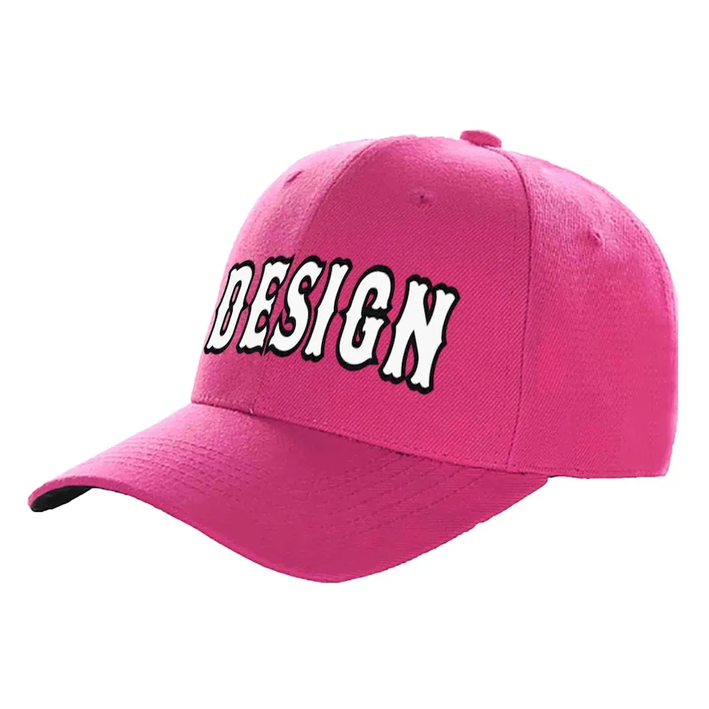 Custom Rose Red White-Gold Curved Eaves Sport Design Baseball Cap