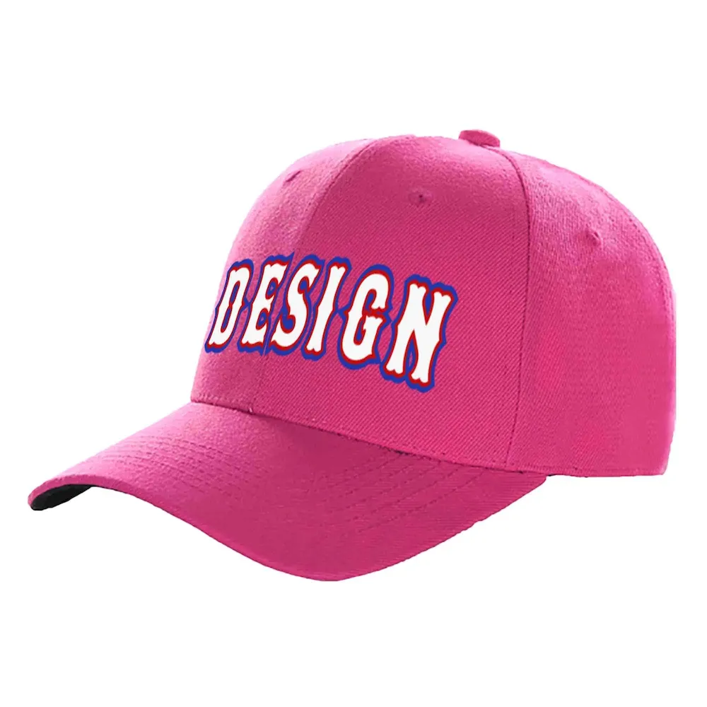 Custom Rose Red White-Red Curved Eaves Sport Design Baseball Cap