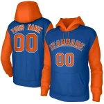 Custom Royal Orange-Royal Raglan Sleeves Stitched Sportwear Pullover Hoodie