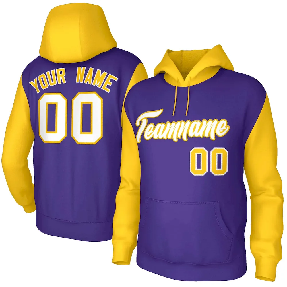 Custom Black Royal-White Raglan Sleeves Stitched Sportwear Pullover Hoodie