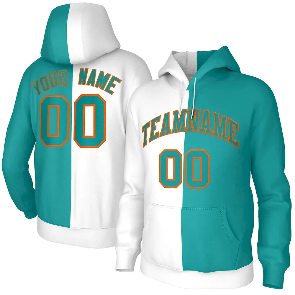 Custom White Green Khaki-Black Split Fashion Stitched Sportwear Pullover Hoodie