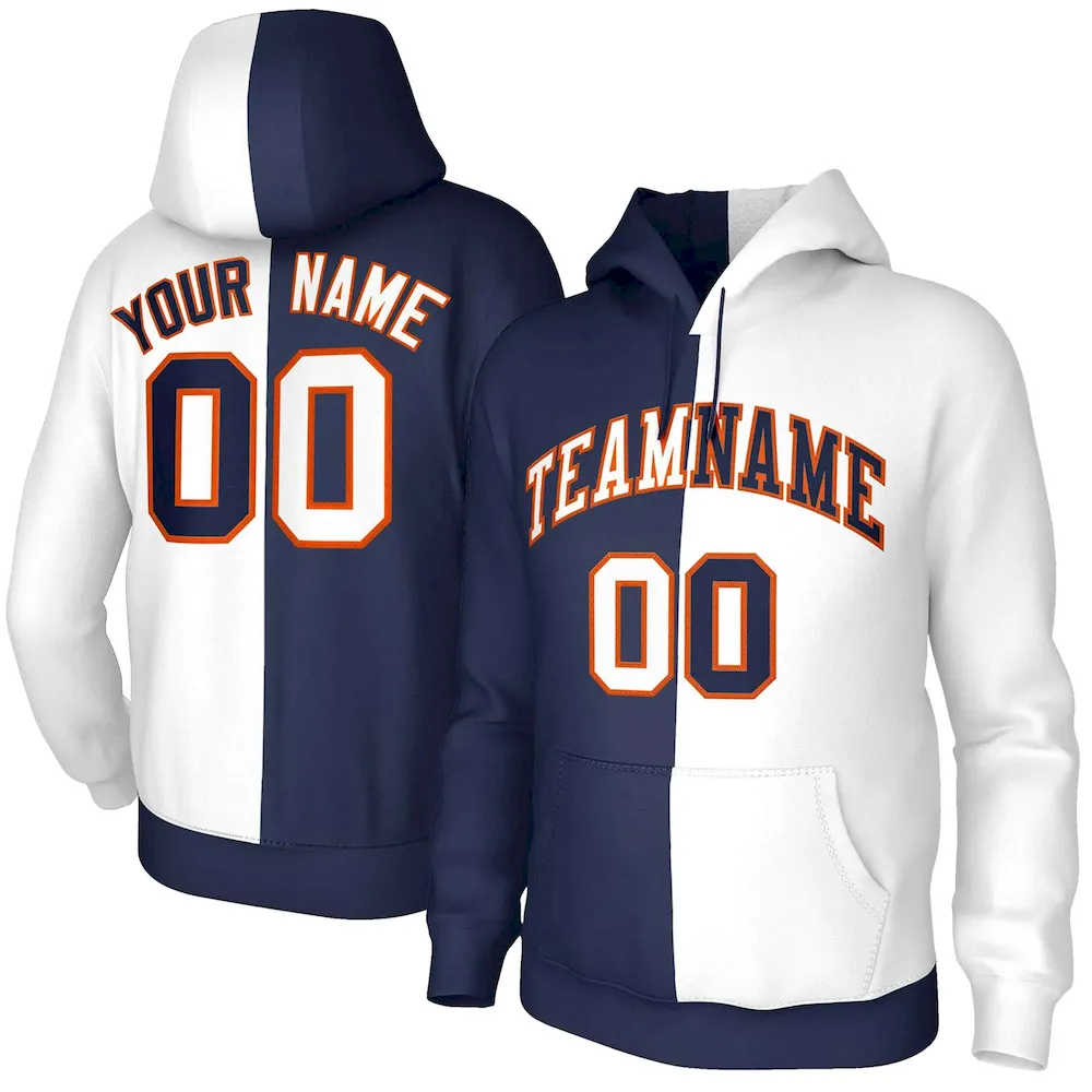 Custom Red White White-Gold Split Fashion Stitched Sportwear Pullover Hoodie