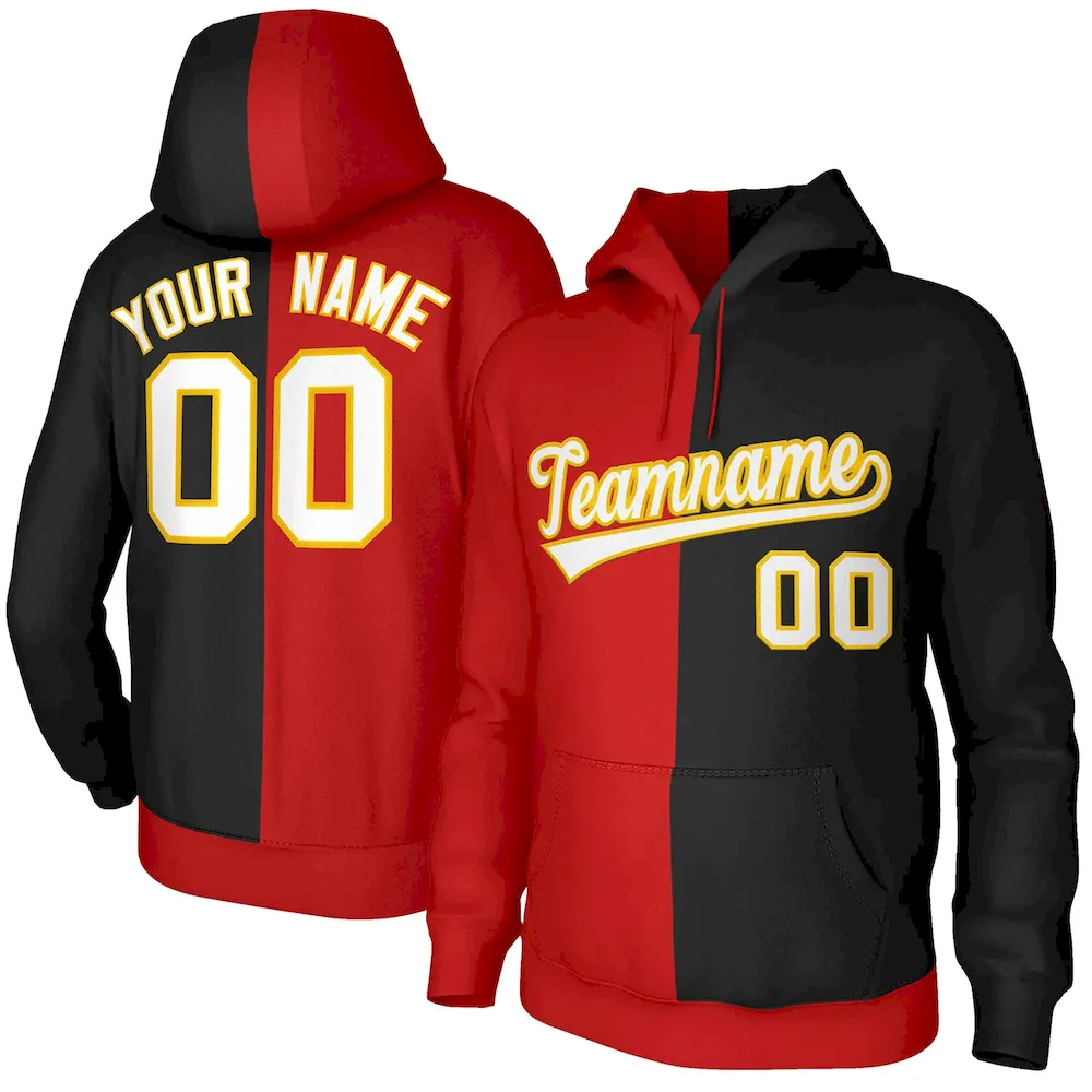 Custom White Black-Pink Split Fashion Stitched Sportwear Pullover Hoodie