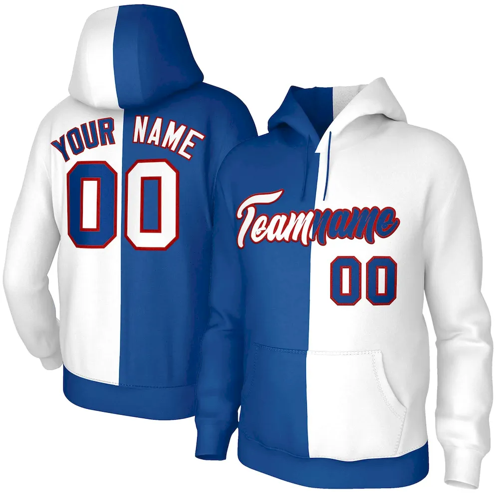 Custom Red Black White-Gold Split Fashion Stitched Sportwear Pullover Hoodie