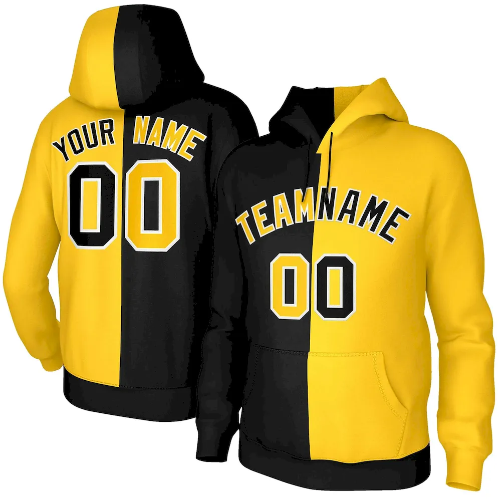 Custom White Red Red-Gold Split Fashion Stitched Sportwear Pullover Hoodie