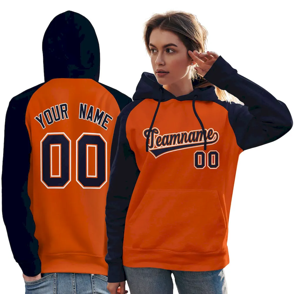 Custom Black Royal-White Raglan Sleeves Pullover Personalized Sweatshirt Hoodie