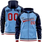 Custom Stitched Black Orange-White Raglan Sleeves Sports Full-Zip Sweatshirt Hoodie