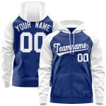 Custom Stitched Royal White Raglan Sleeves Sports Full-Zip Sweatshirt Hoodie