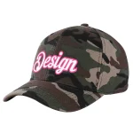 Custom Camo White-Pink Curved Eaves Sport Design Baseball Cap