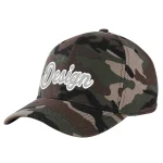 Custom Camo Black-White Curved Eaves Sport Design Baseball Cap