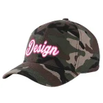 Custom Camo White-Pink Curved Eaves Sport Design Baseball Cap