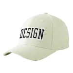 Custom Cream Black-Yellow Curved Eaves Sport Design Baseball Cap