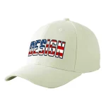 Custom Cream Vintage USA Flag-Gold Curved Eaves Sport Design Baseball Cap