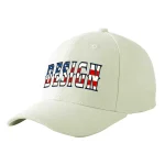 Custom Cream Vintage USA Flag-Gold Curved Eaves Sport Design Baseball Cap