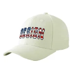Custom Cream Vintage USA Flag-Gold Curved Eaves Sport Design Baseball Cap
