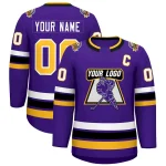 Custom Purple Gold-White Classic Style Hockey Jersey