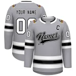 Custom Gray Black White-Black Classic Style Hockey Jersey