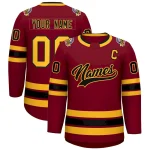Custom Crimson Black-Gold Classic Style Hockey Jersey