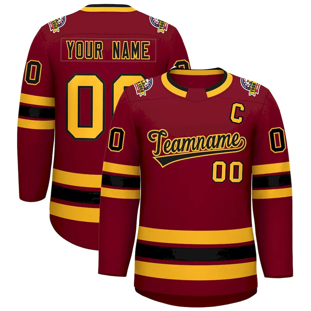 Custom Purple Gold Purple-White Classic Style Hockey Jersey
