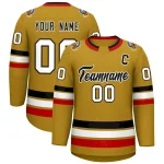 Custom Old Gold Black-White Classic Style Hockey Jersey