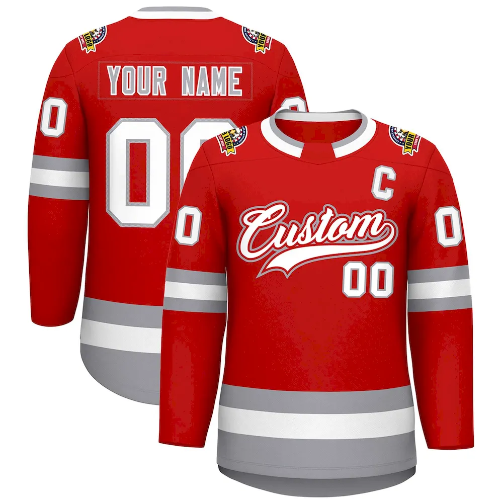 Custom Orange Royal-White Classic Style Hockey Jersey