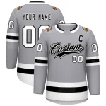 Custom Gray Black White-Black Classic Style Hockey Jersey