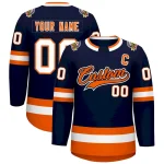 Custom Navy Orange Navy-White Classic Style Hockey Jersey