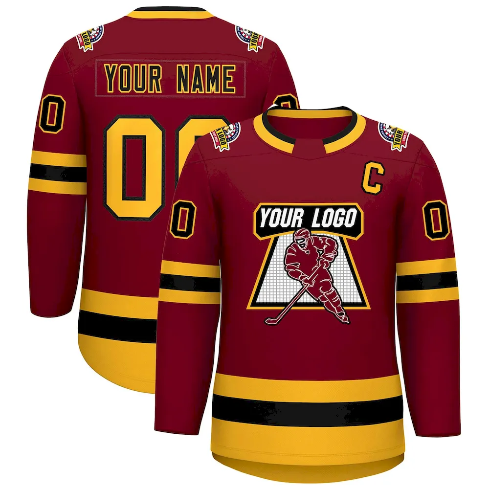 Custom Purple Gold-White Classic Style Hockey Jersey