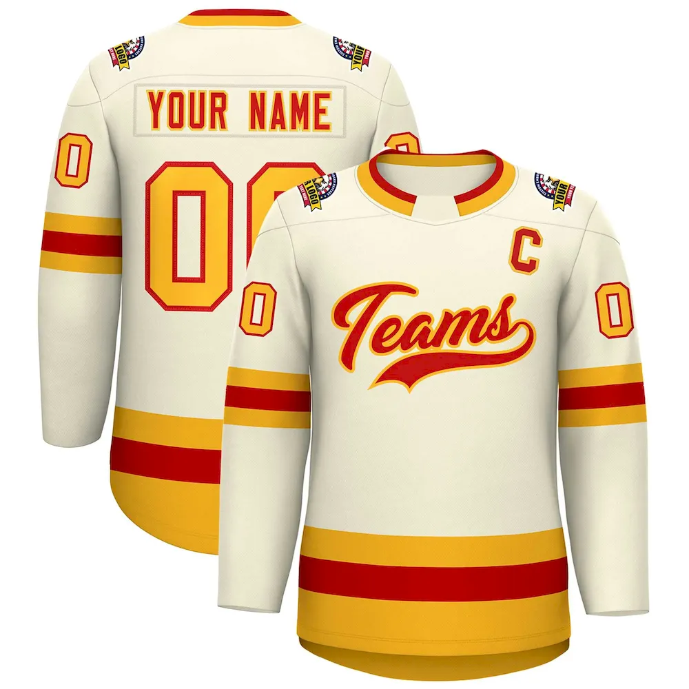 Custom Navy Orange Navy-White Classic Style Hockey Jersey