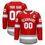Custom Red White Red-Gray Classic Style Hockey Jersey