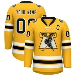 Custom Gold Black-White Lace-Up Neck Hockey Jersey