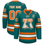 Custom Aqua White-Orange Lace-Up Neck Hockey Jersey
