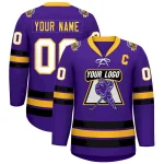Custom Purple Yellow-Black Lace-Up Neck Hockey Jersey