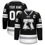 Custom Black White-Gray Lace-Up Neck Hockey Jersey