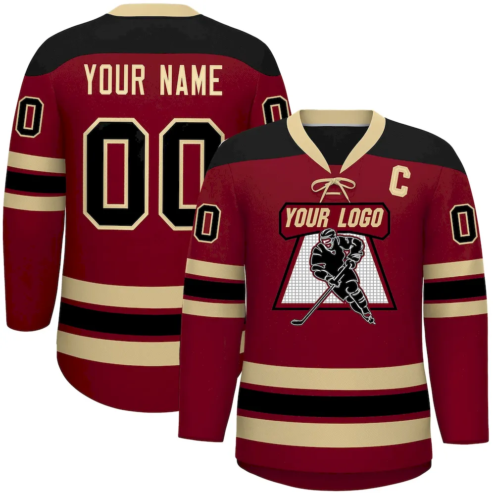Custom White Kelly Green Black Personalized Classic Lace-Up Neck Hockey Jersey