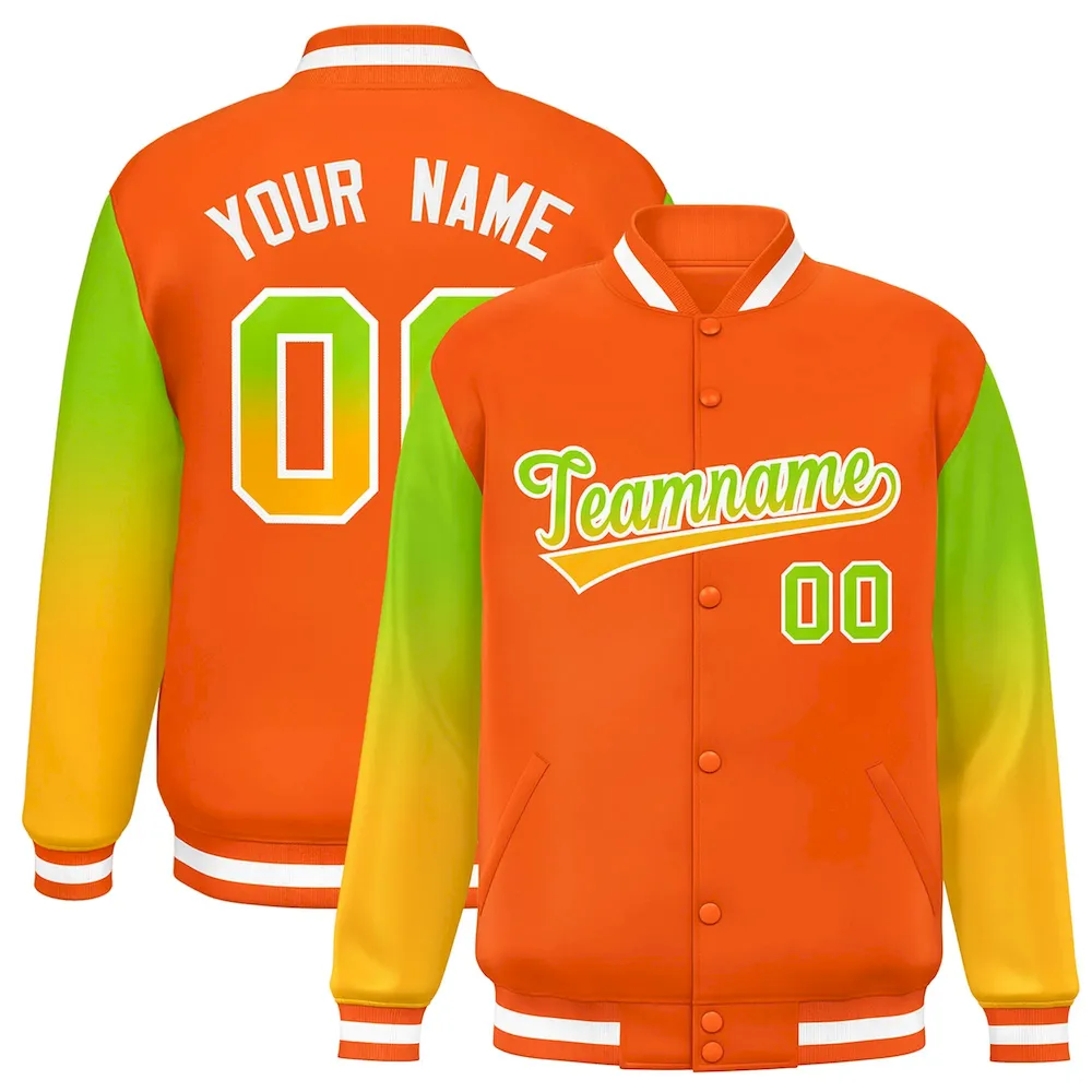 Custom Orange Crimson Full-Snap Varsity Two Tone Personalized Letterman Camo Jacket Hoodie